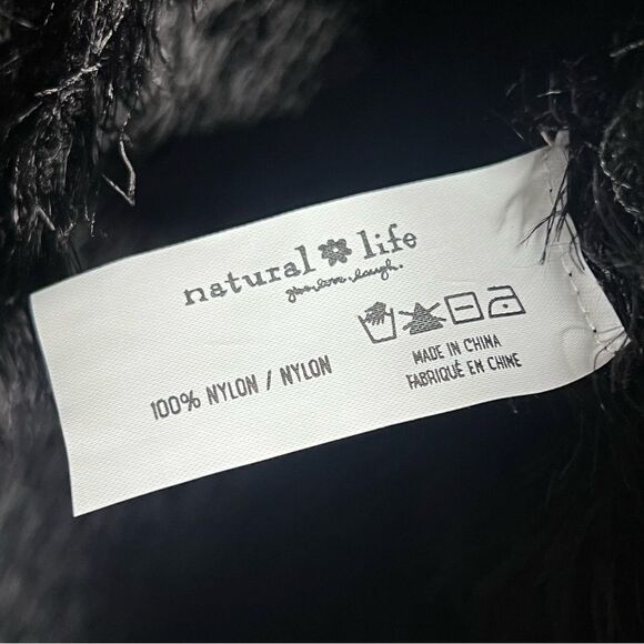 Natural Life Black Fuzzy Knit Short Sleeve Sweater Top Gray Trim Size Large - Picture 5 of 5